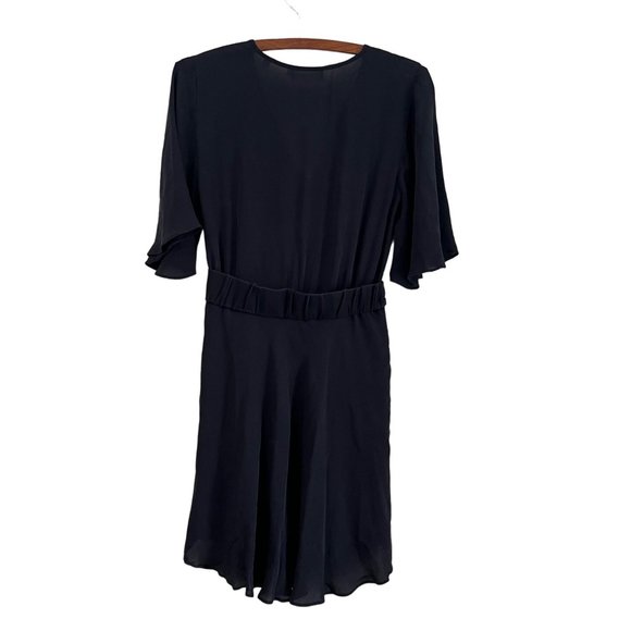 A.L.C. Black Silk Twist Front Vneck Dress Flowy Womens Size 4 - Picture 5 of 6